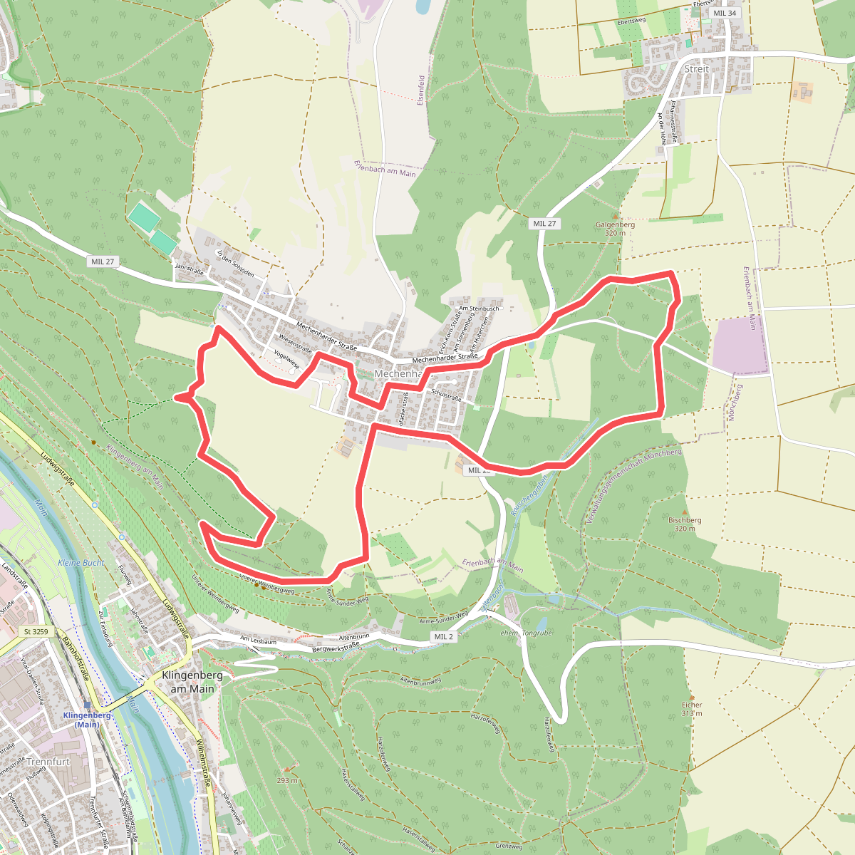 Roter Schmetterling, Rundwanderweg Mechenhard