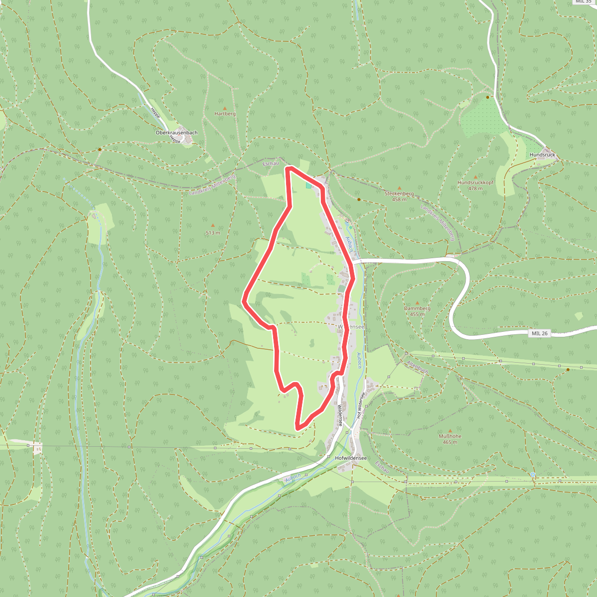 Blauer Pilz, Rundwanderweg Wildensee