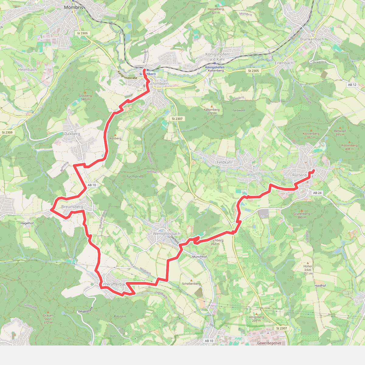 Gebietswanderweg Roter Doppelbalken: Rottenberg => Schimborn
