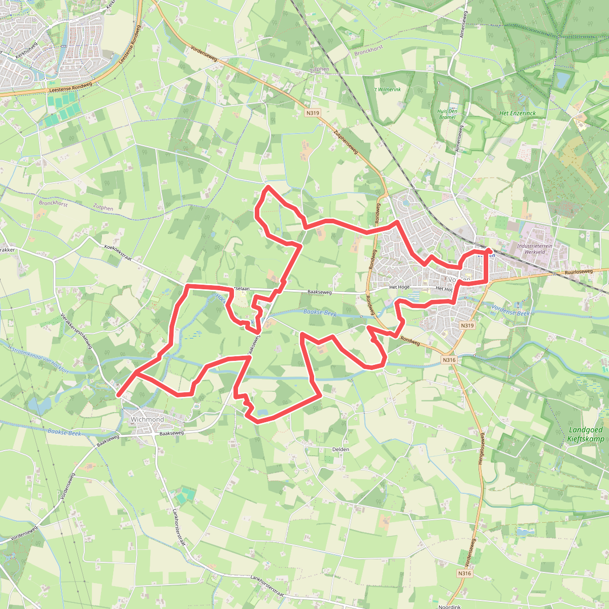 Wandelroute 16 km Hackfort, door en rondom Vorden
