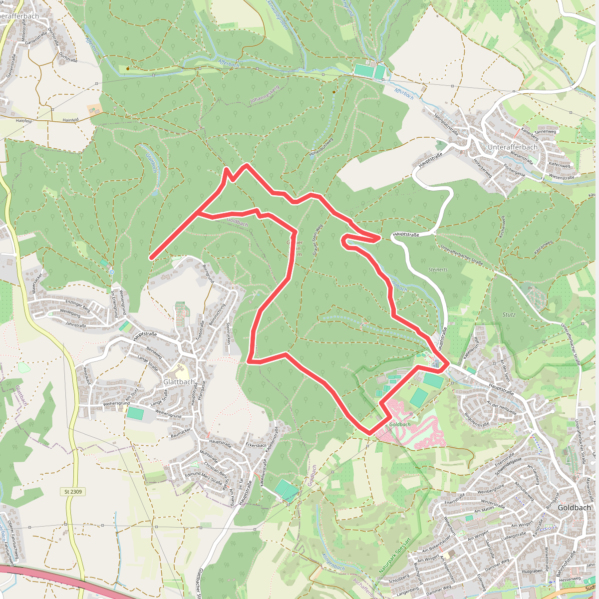 Roter Hase, Rundwanderweg Glattbach (Waldspielplatz)