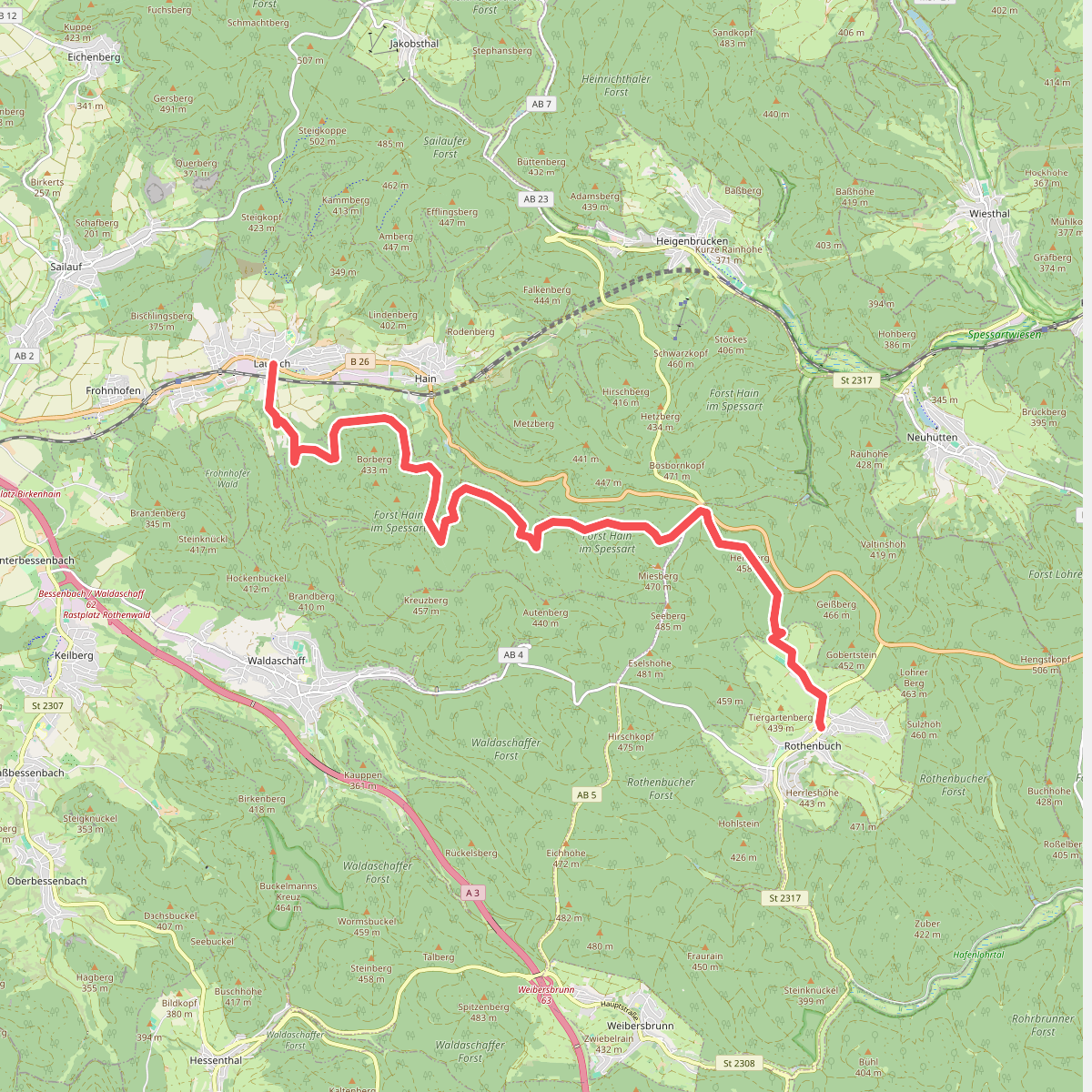 Diepoldspfad - Gebietswanderweg Roter Punkt Laufach - Rothenbuch