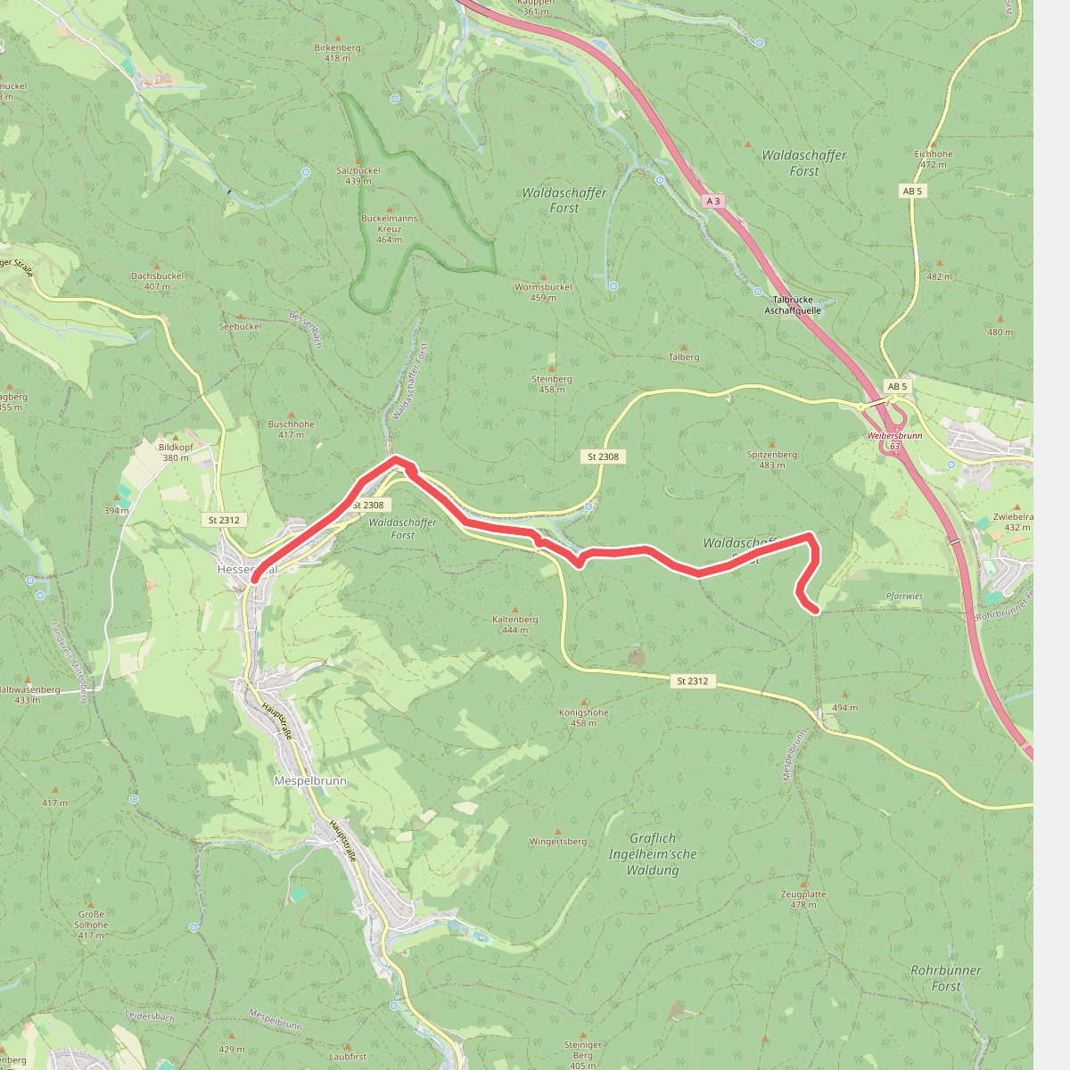 Gebietswanderweg Roter Balken: Hessenthal - Holzlege (bei Echterspfahl)