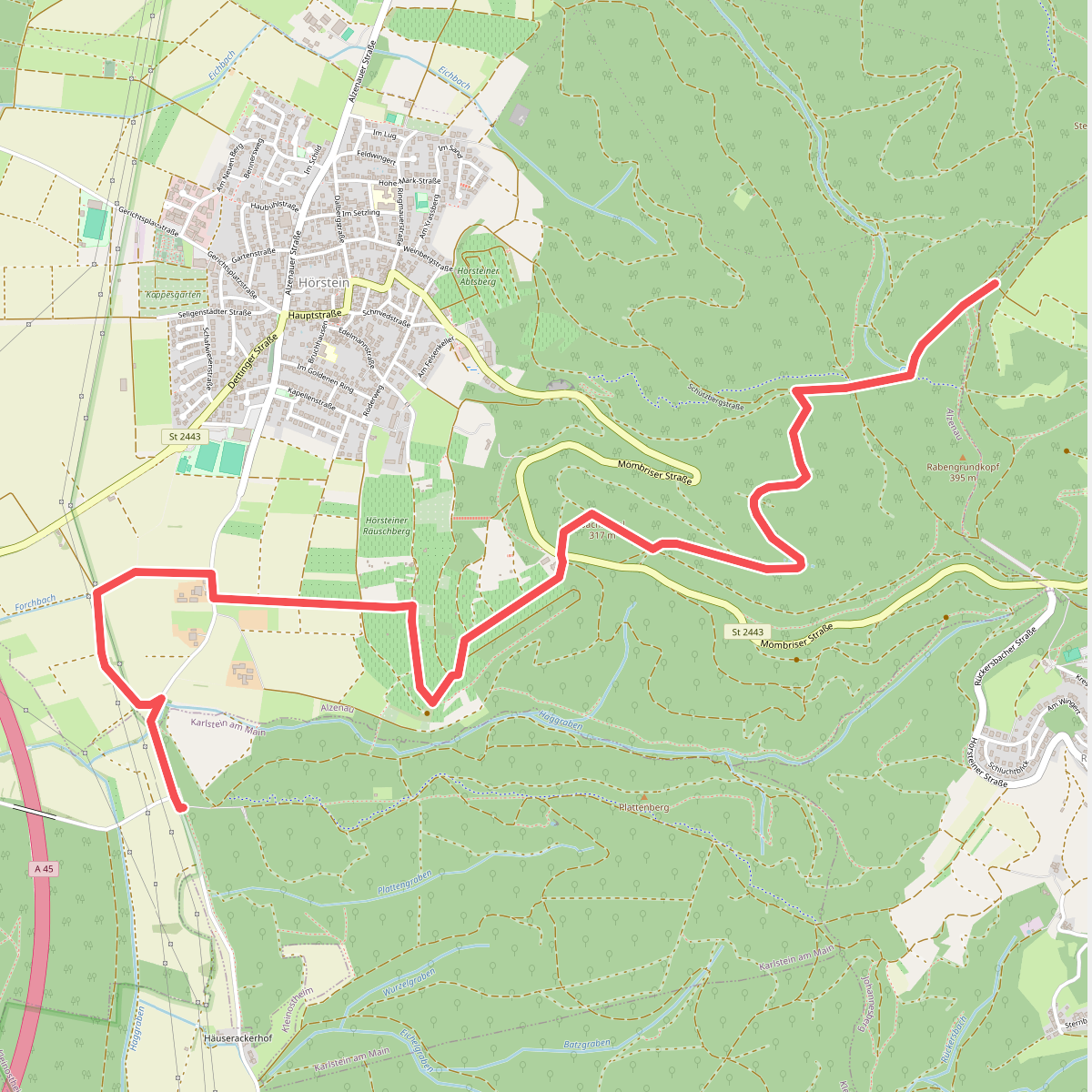 Gebietswanderweg Roter Schrägstrich: Hohl - Rückersbacher Schlucht