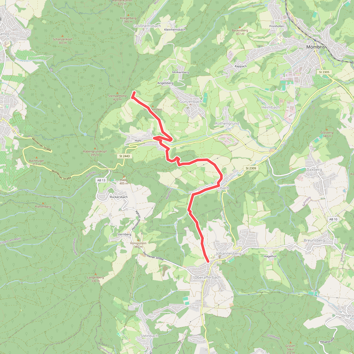 Gebietswanderweg Rotes Dreieck: Hohl => Johannesberg