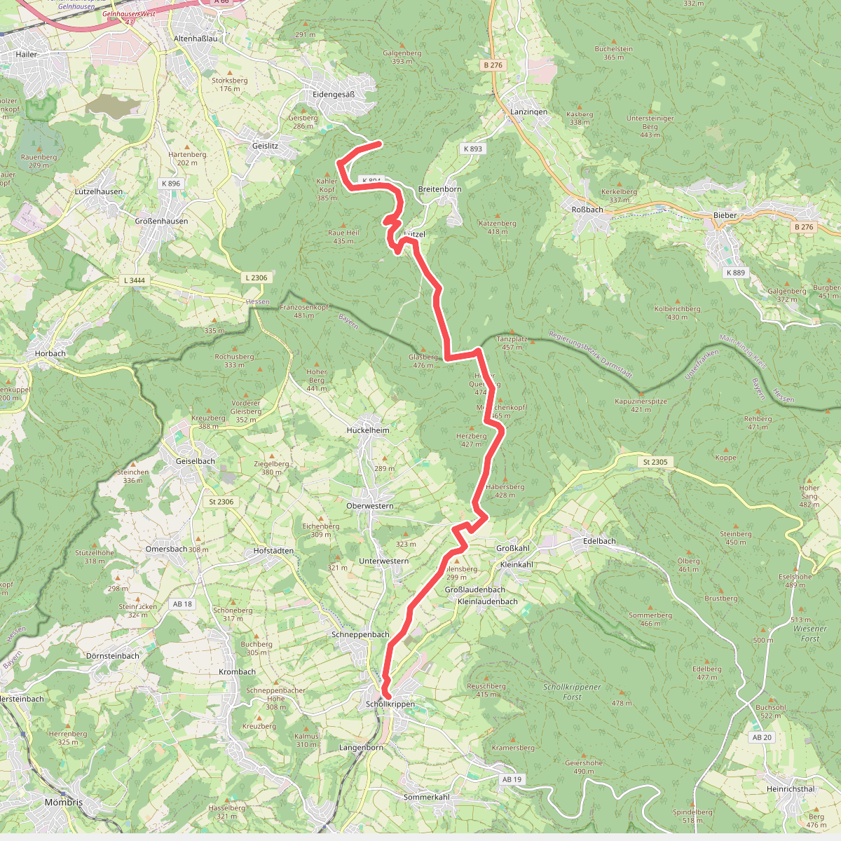 Gebietswanderweg Rotes X: Eidengesäß => Schöllkrippen