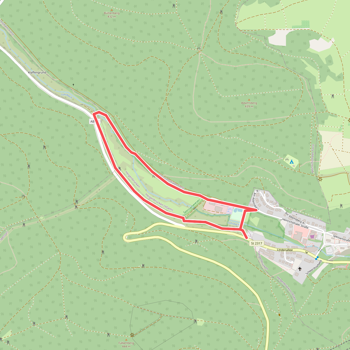 Blauer Laubbaum, Rundwanderweg Heigenbrücken