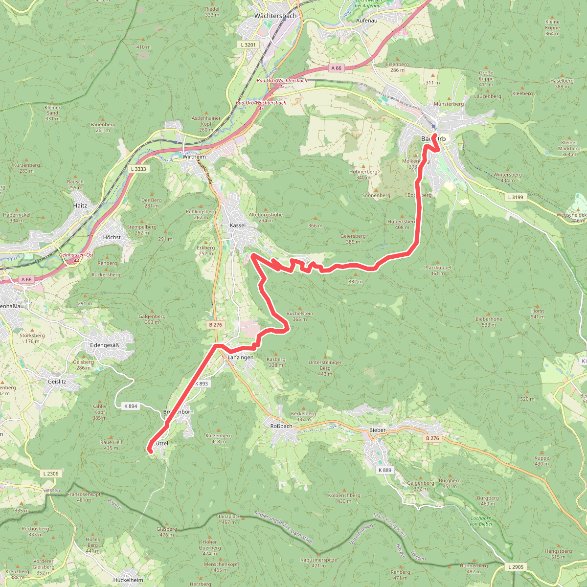 Gebietswanderweg: Bad Orb => Lützel