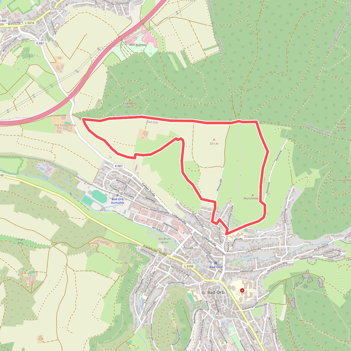 Bad Orb Rundwanderweg 1 Orbtalblick