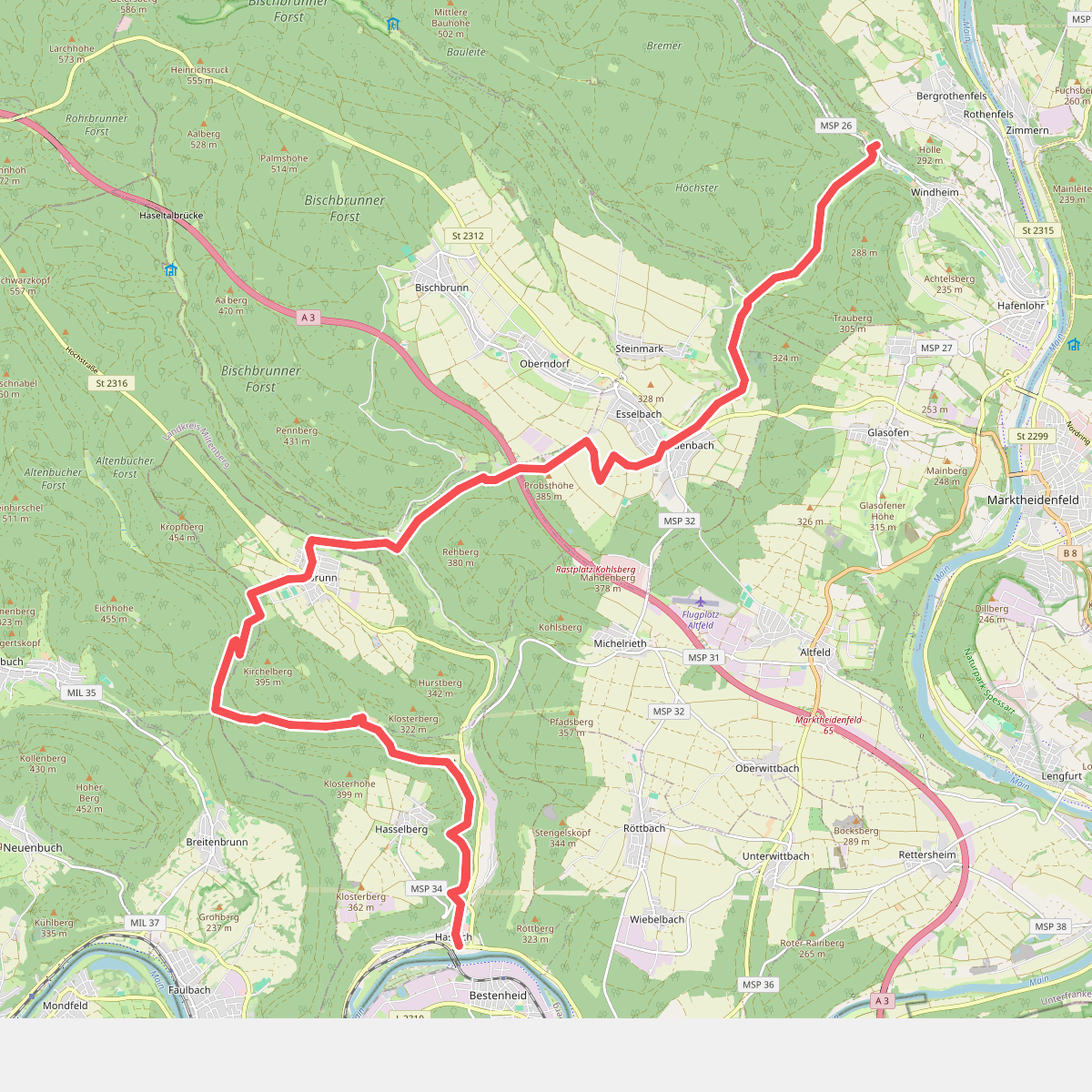 Gebietswanderweg Roter Balken: Hafenlohrtal - Hasloch