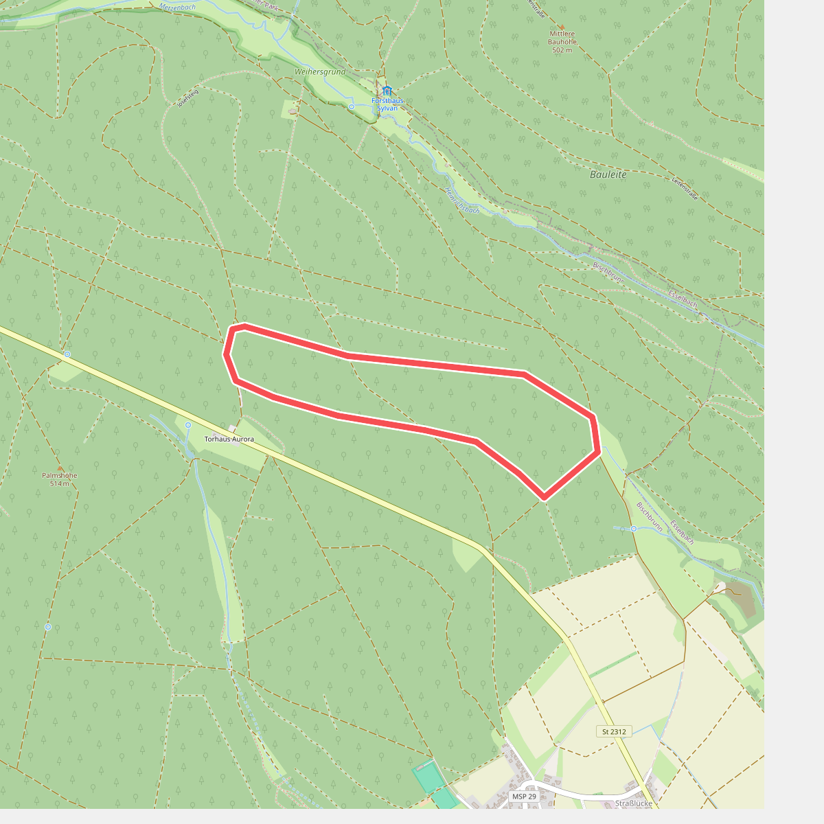 Roter Hase, Rundwanderweg am Torhaus Aurora