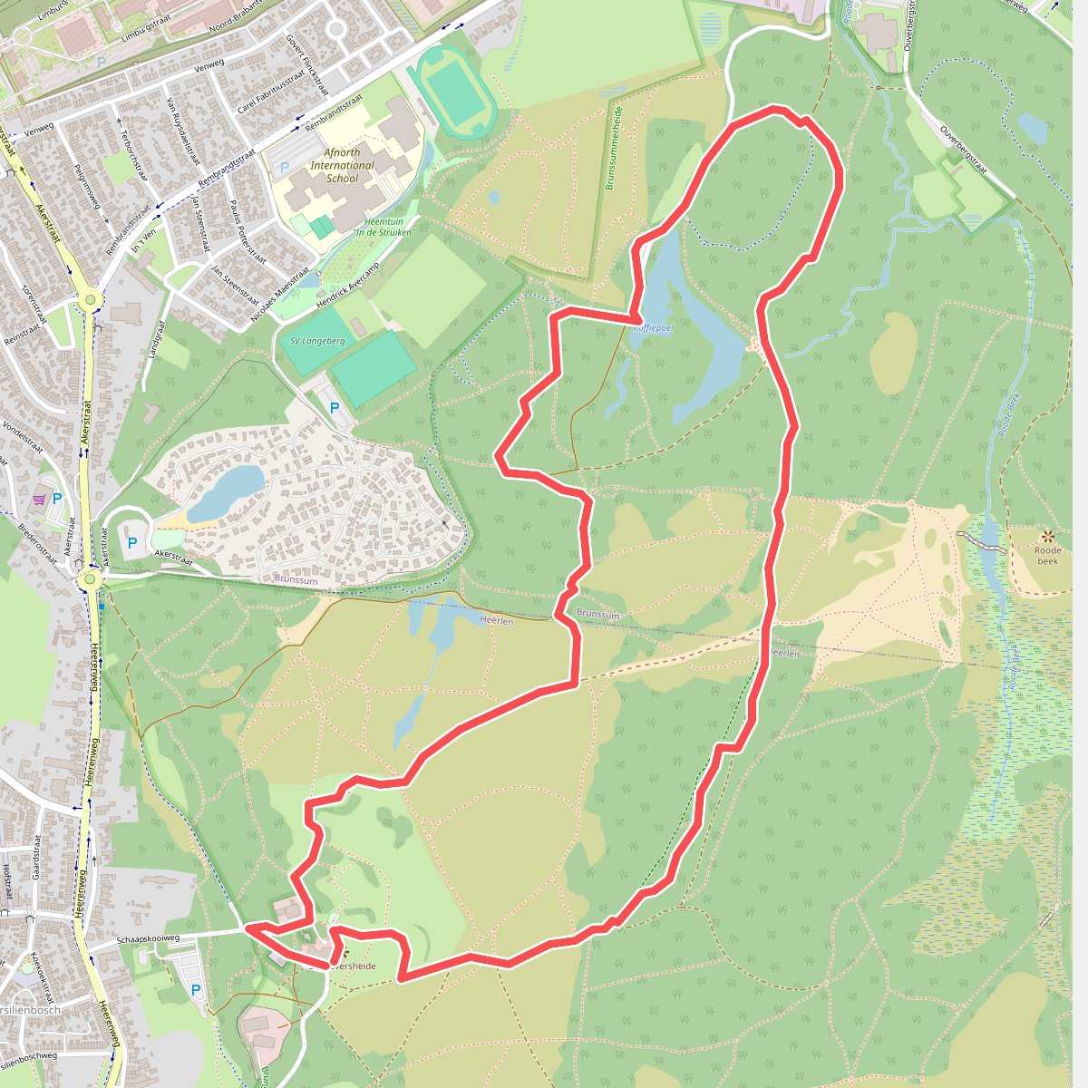 Wandelroute Brunssummerheide (Lichtblauw)