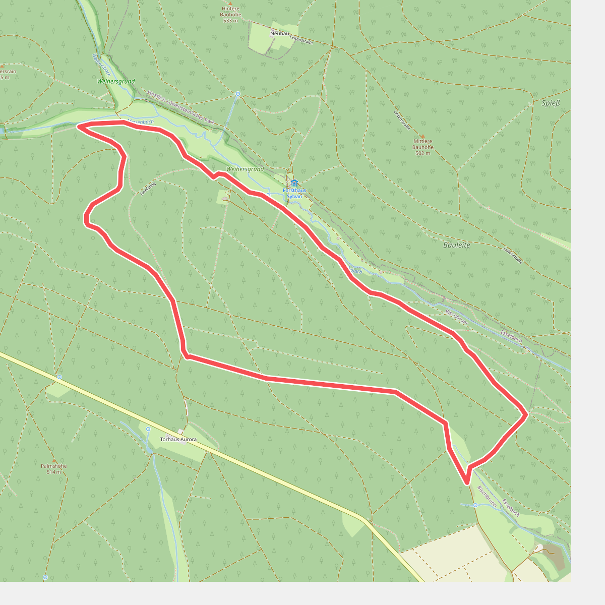Schwarzer Fuchs, Rundwanderweg Weihersgrund am Sylvan