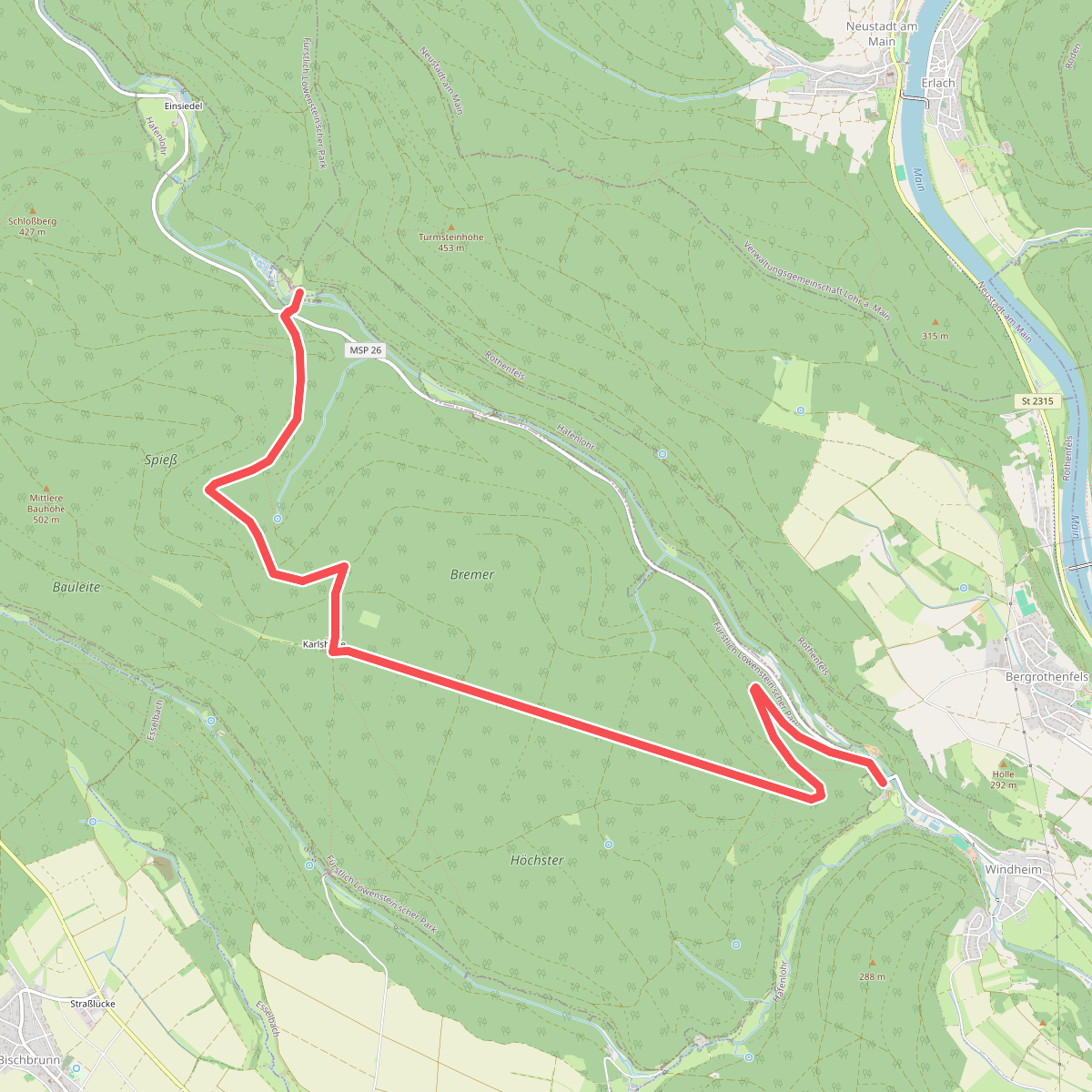 Gebietswanderweg Rotes Dreieck, Lindenfurter Hof - Windheim Zeltplatz
