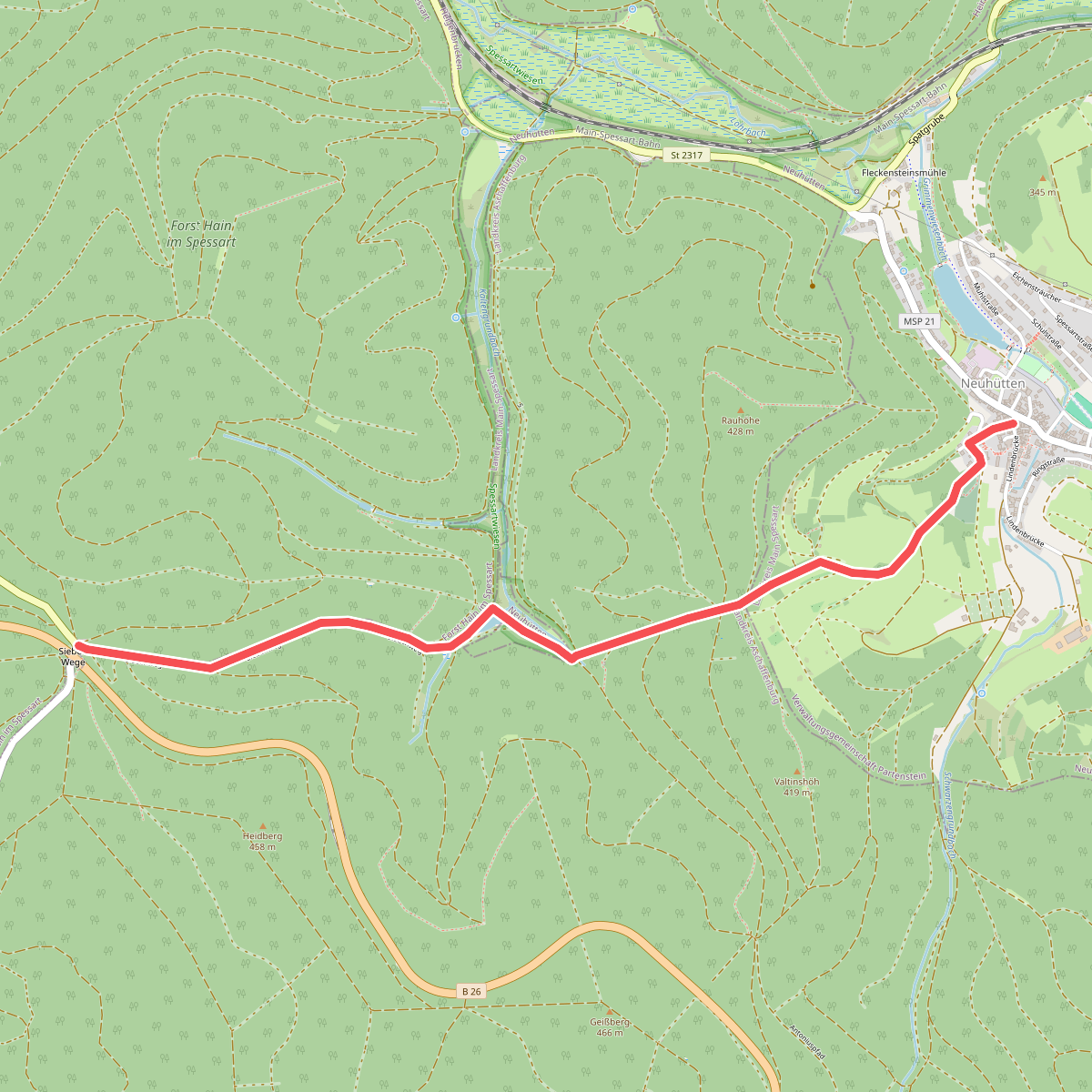 Gebietswanderweg Roter Doppelbalken: Neuhütten - Sieben Wege