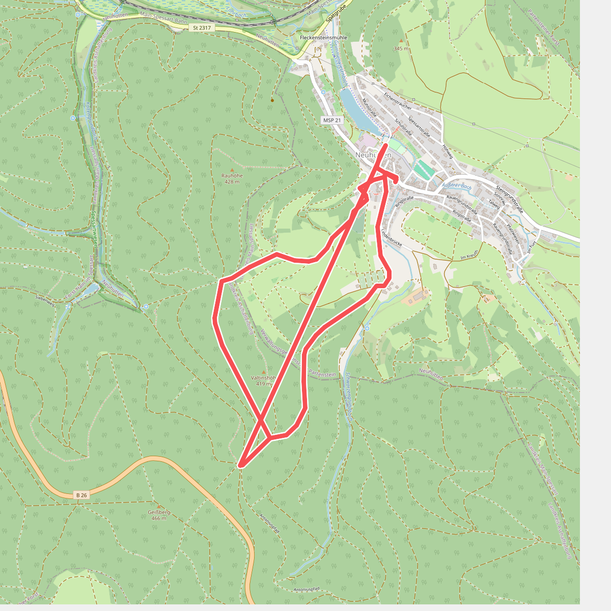 Schwarzer Fuchs, Rundwanderweg Neuhütten