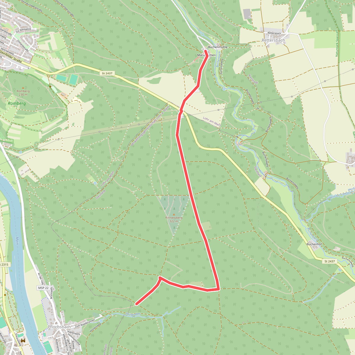 Bildhäuschen-Weg Maria-Buchen - Pflochsbach