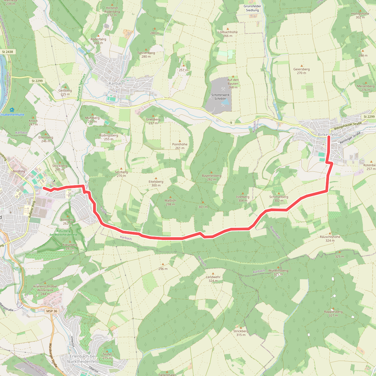 Gebietswanderweg Rotes X - Birkenfeld -> Marktheidenfeld