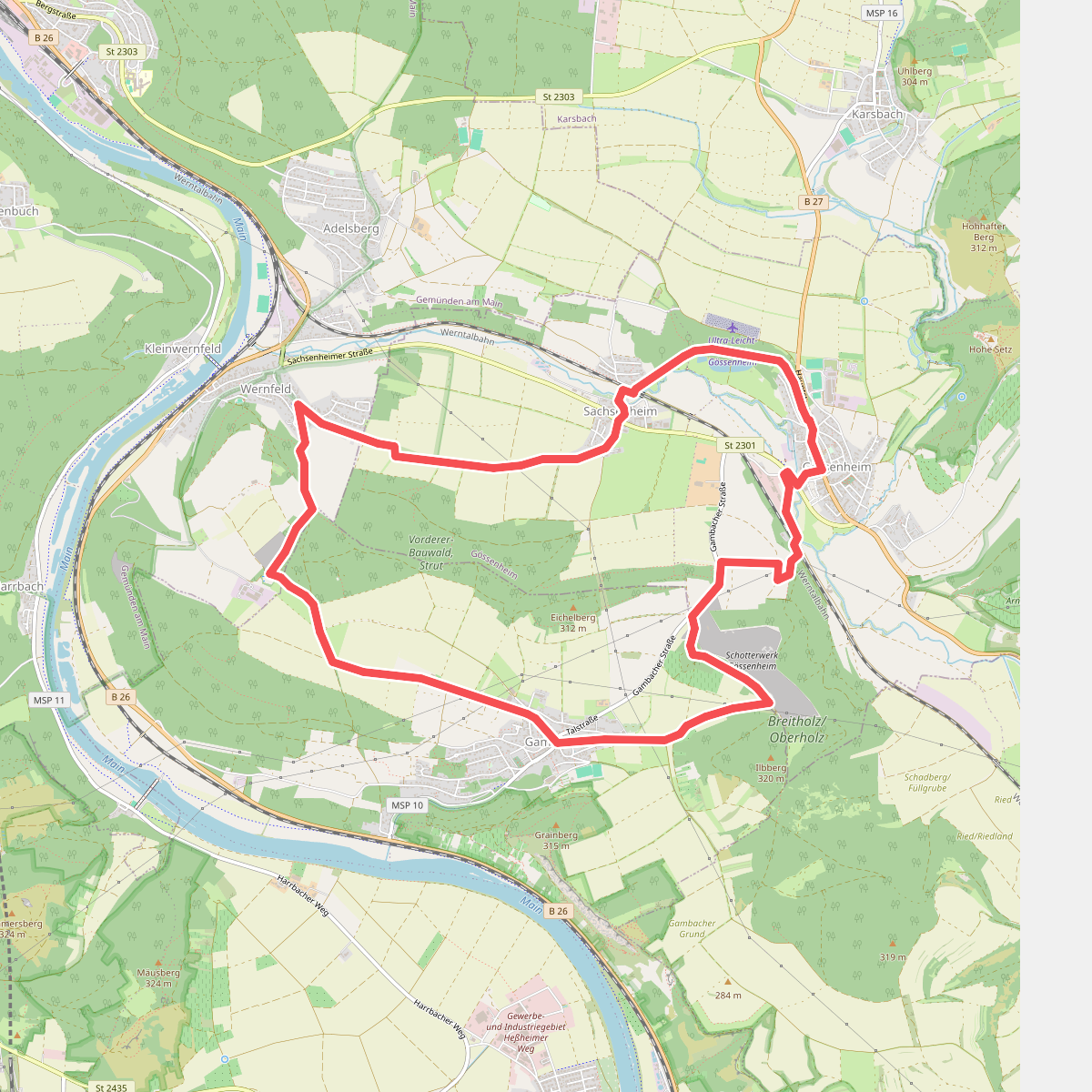 Gössenheim, blaues B auf Gelb