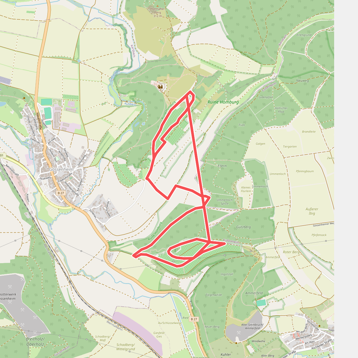 Gössenheim, blaues F auf Gelb