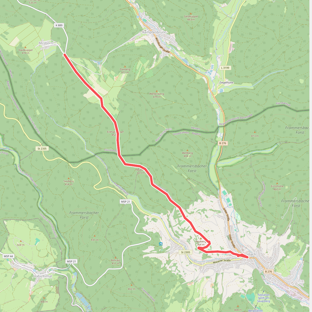 Gebietswanderweg Rotes X: Frammersbach - Mosborn
