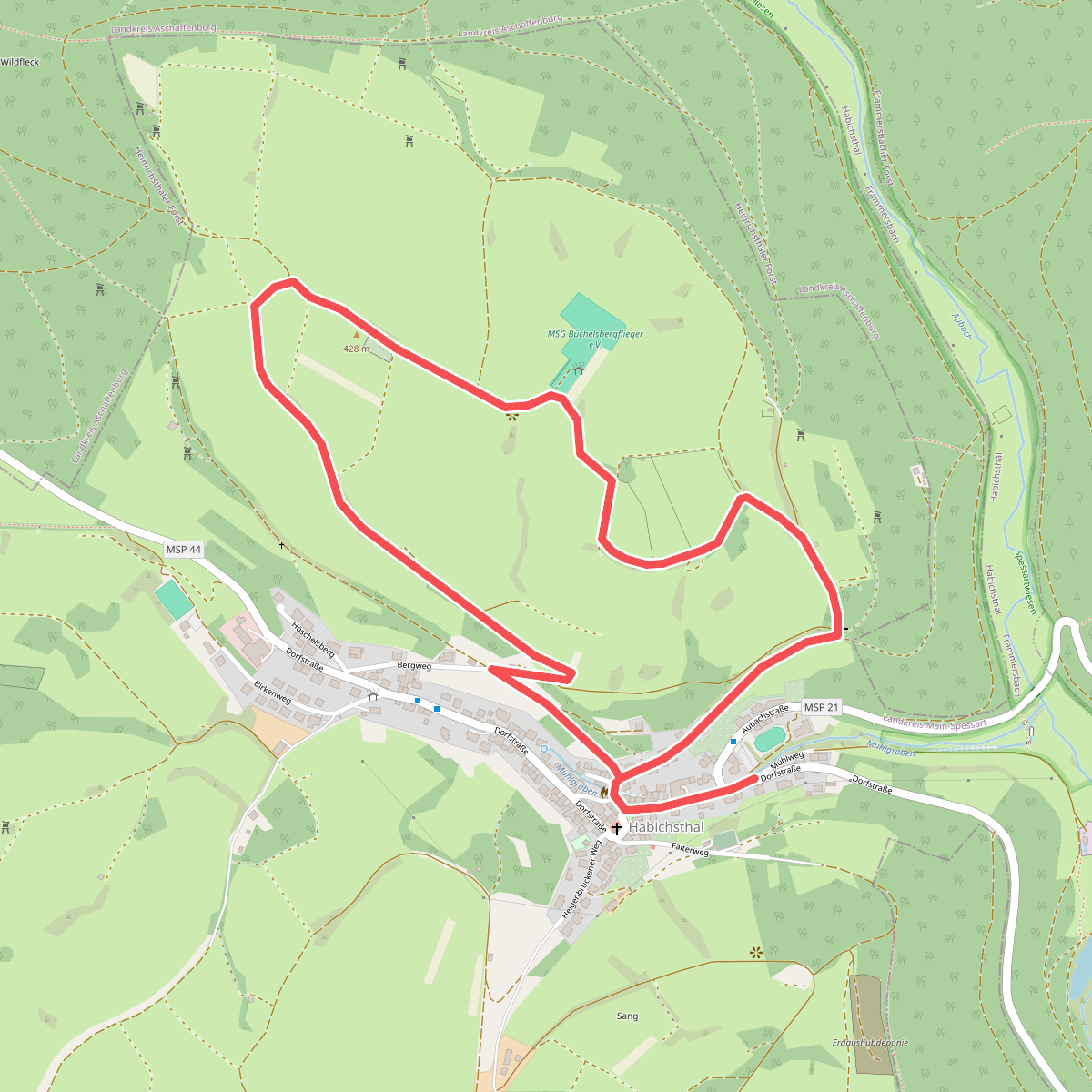 Blauer Laubbaum Rundwanderweg Habichsthal