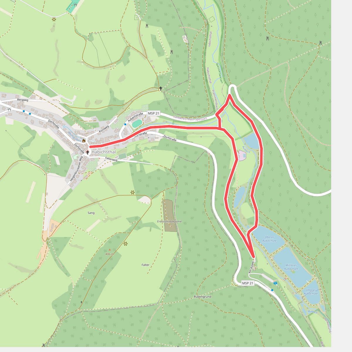 Rote Schnepfe, Rundwanderweg Habichsthal