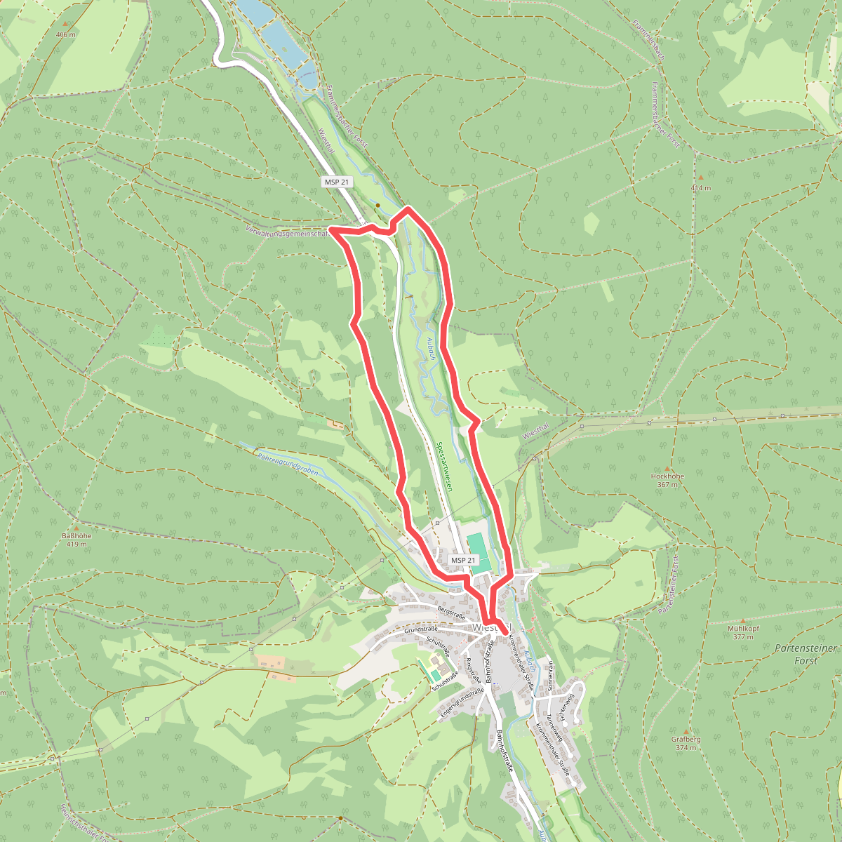 Rote Schnepfe, Rundwanderweg Wiesthal