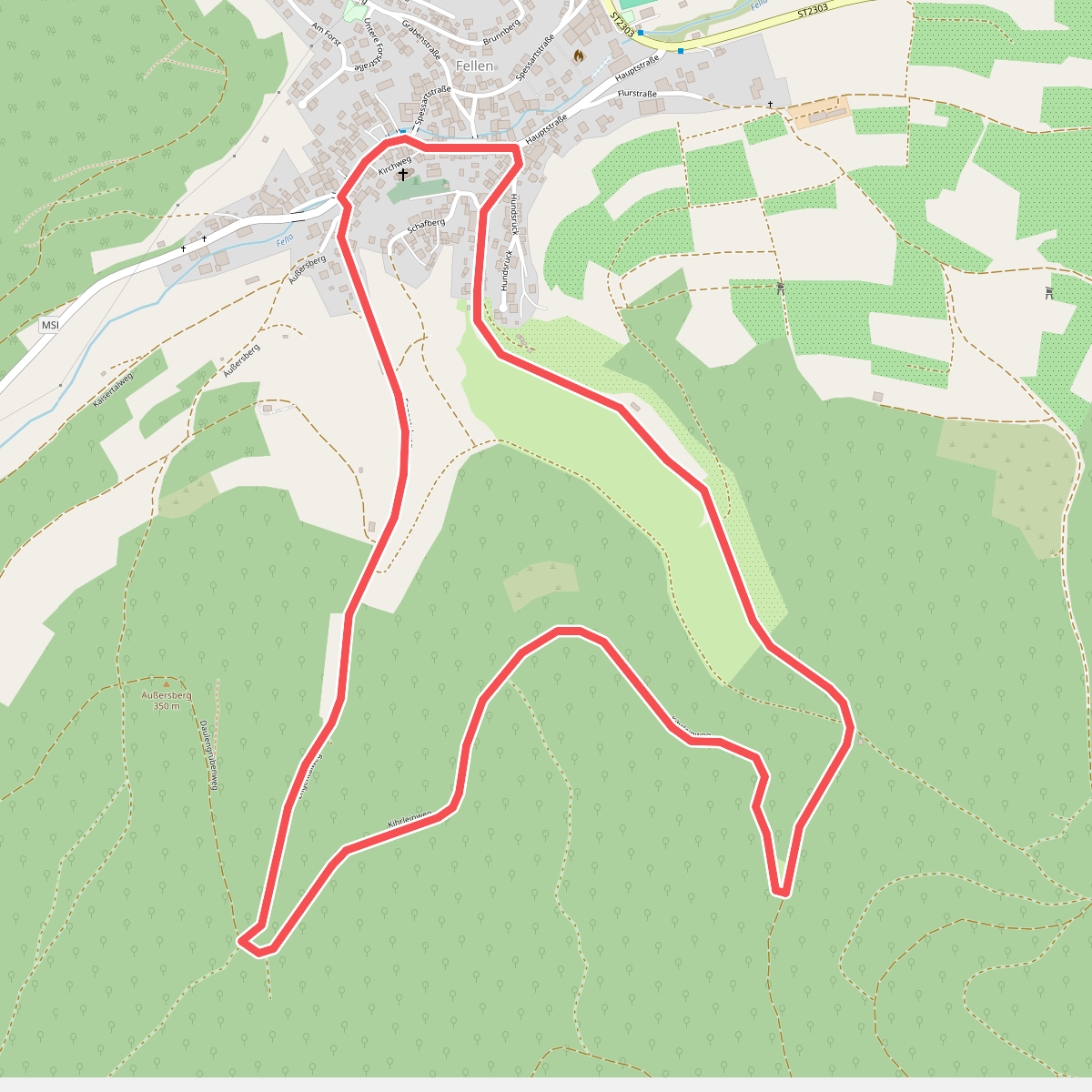 Roter Hase, Rundwanderweg Fellen