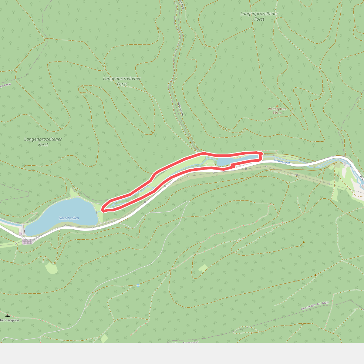Roter Hase, Rundwanderweg Sinderbachtal