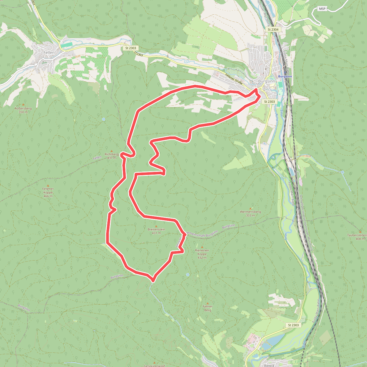 Schwarzer Fuchs, Rundwanderweg Burgsinn