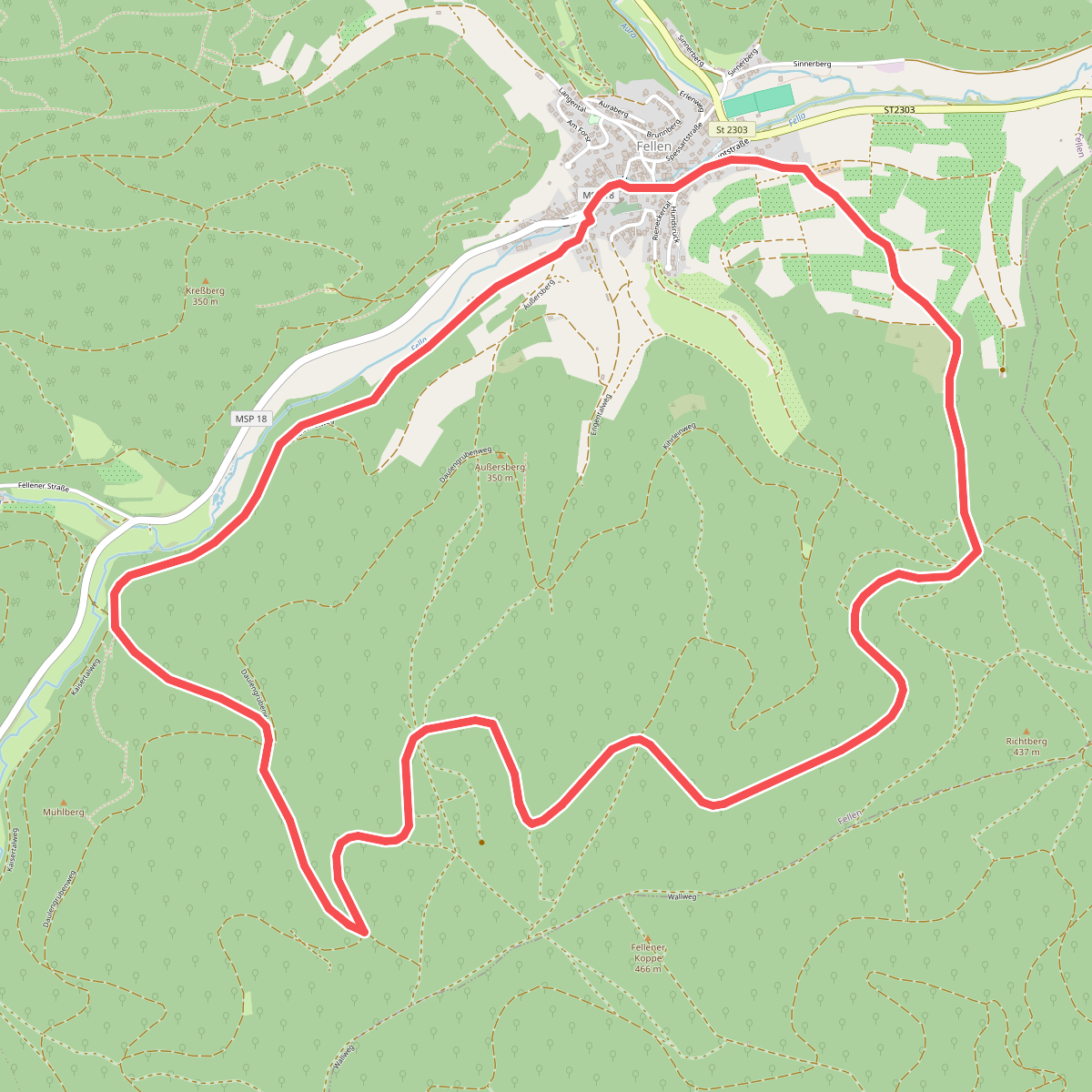 Schwarzer Fuchs, Rundwanderweg Fellen