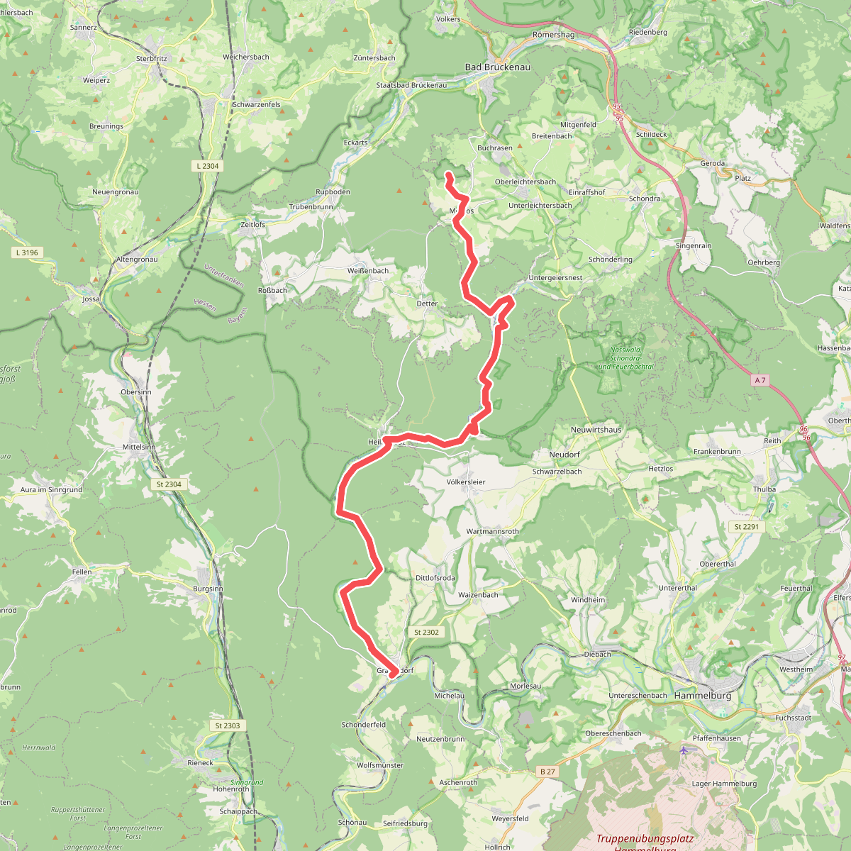 Rhönklubweg Gräfendorf - Dreistelz Aussichtsturm