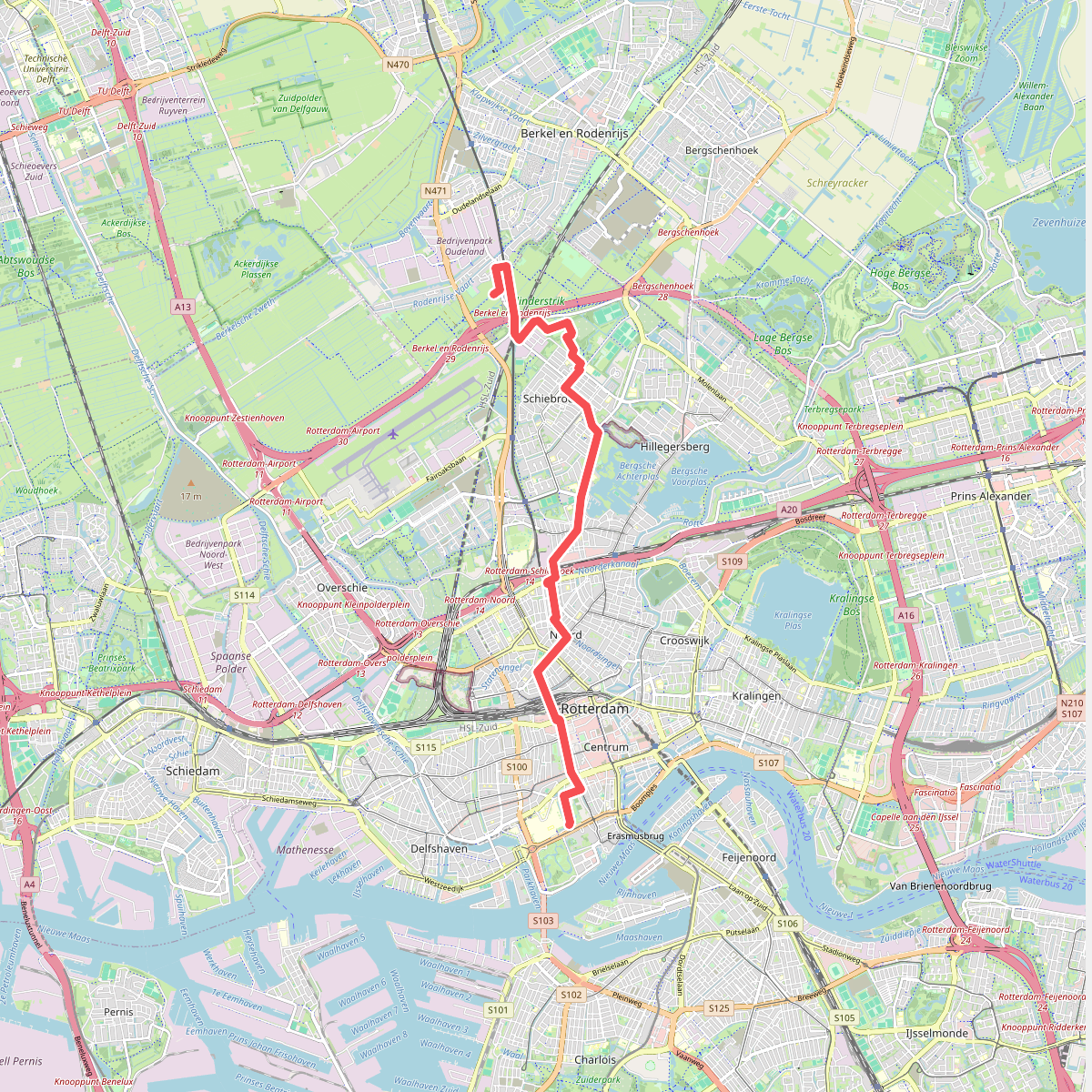 Wandelroute vanuit de stad naar het Rotterdams platteland