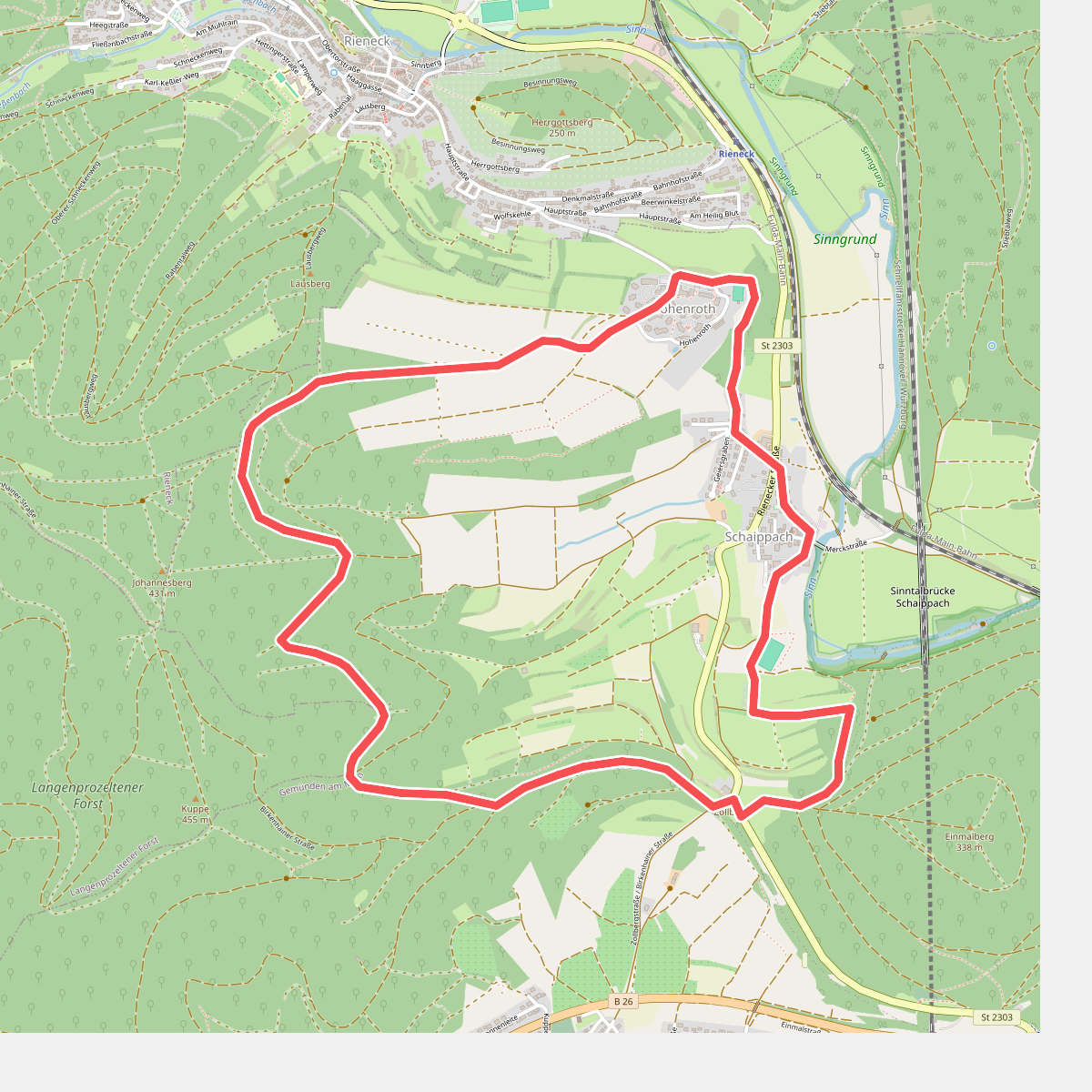 Roter Hase, Rundwanderweg Gemünden Zollberg