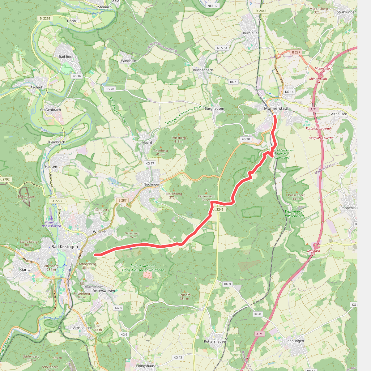 Nebenwanderweg Bad Kissingen > Münnerstadt