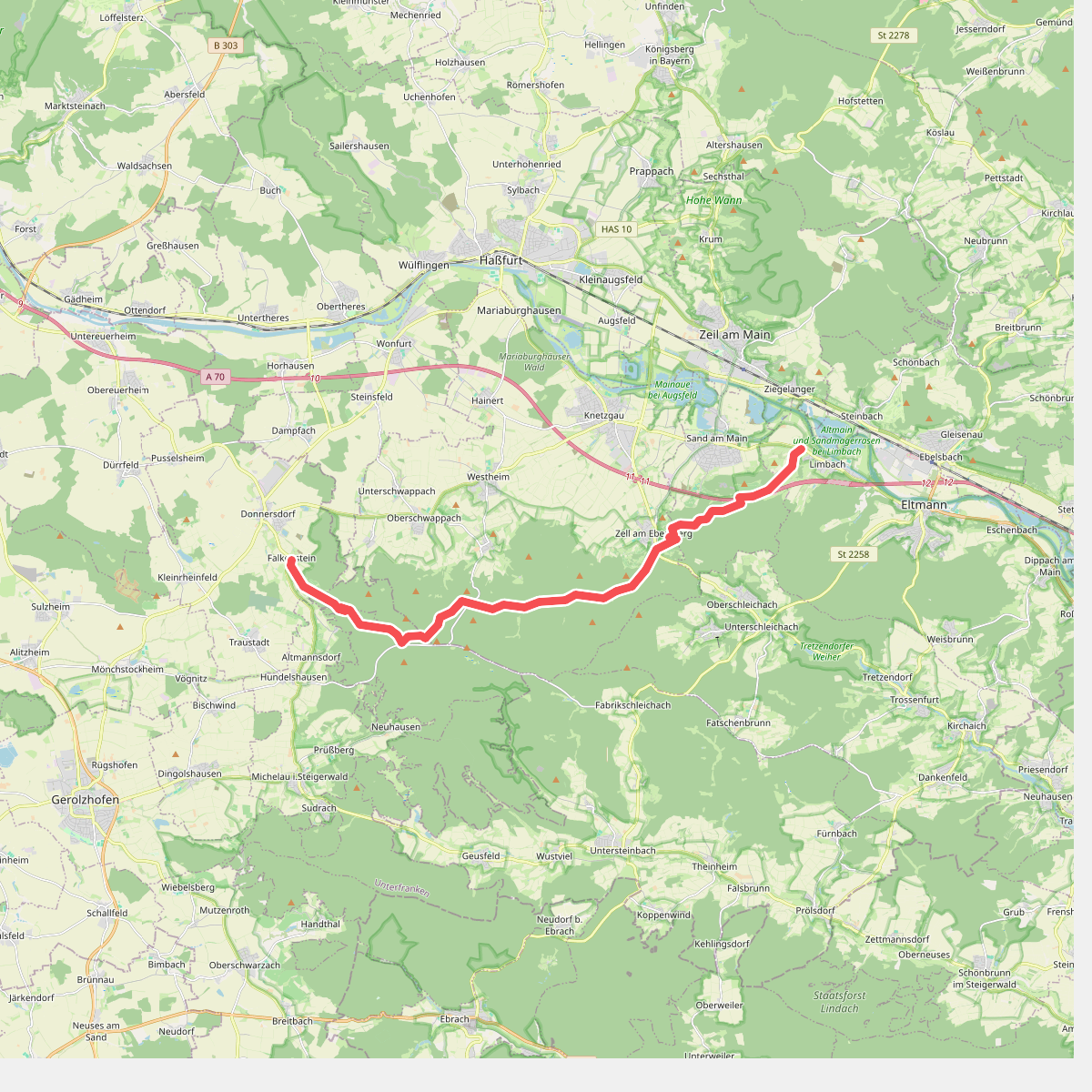 Wanderweg Grünes Dreieck von Limbach nach Falkenstein