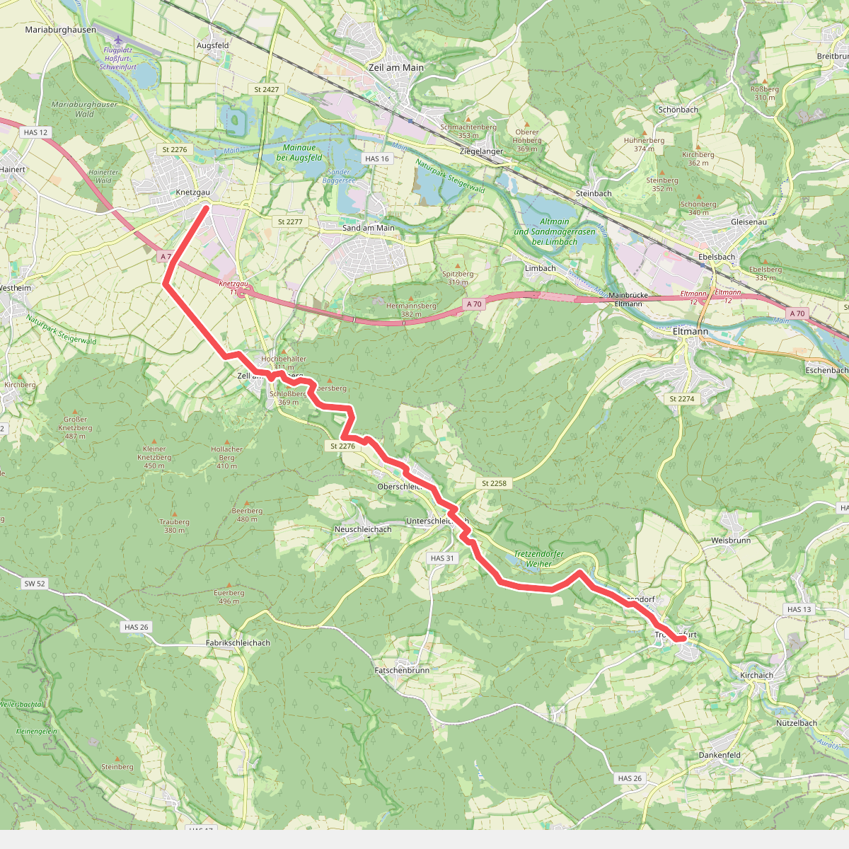 Wanderweg Blaue Raute von Knetzgau nach Trossenfurt