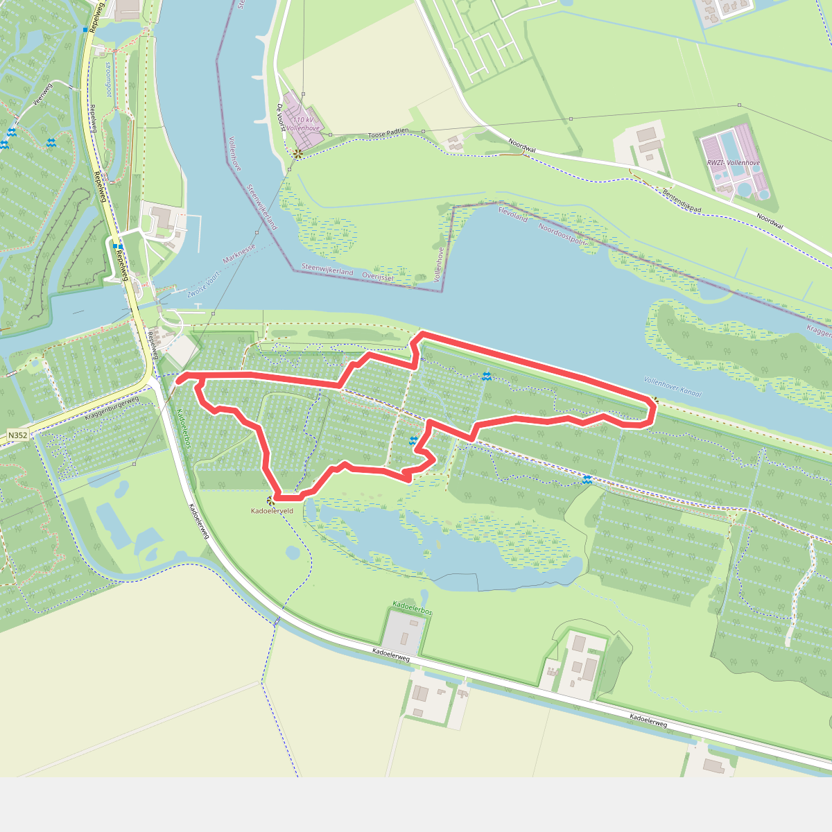Kadoelerbosroute, tussen Kraggenburg en Vollenhove