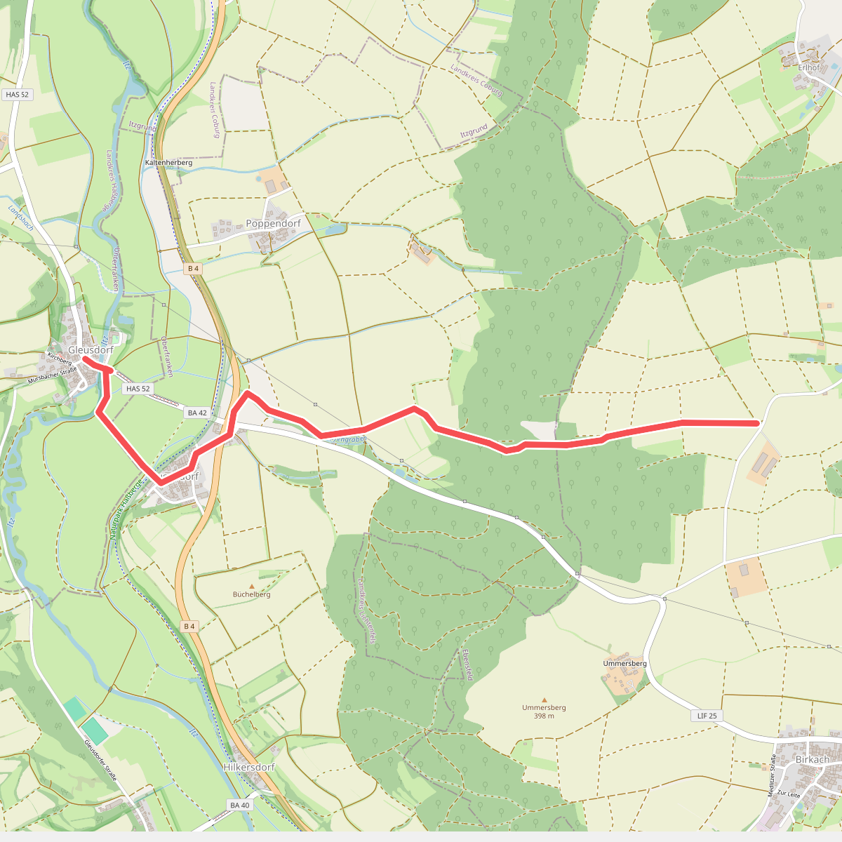 Verbindungsweg gelber Balken (Gleusdorf) - Busendorf - Tafel 2688