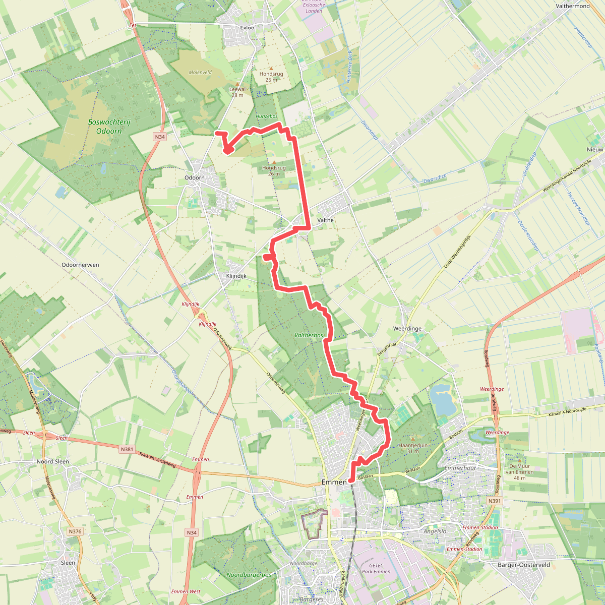 Odoornerdennen - Emmen · Drenthepad etappe 14