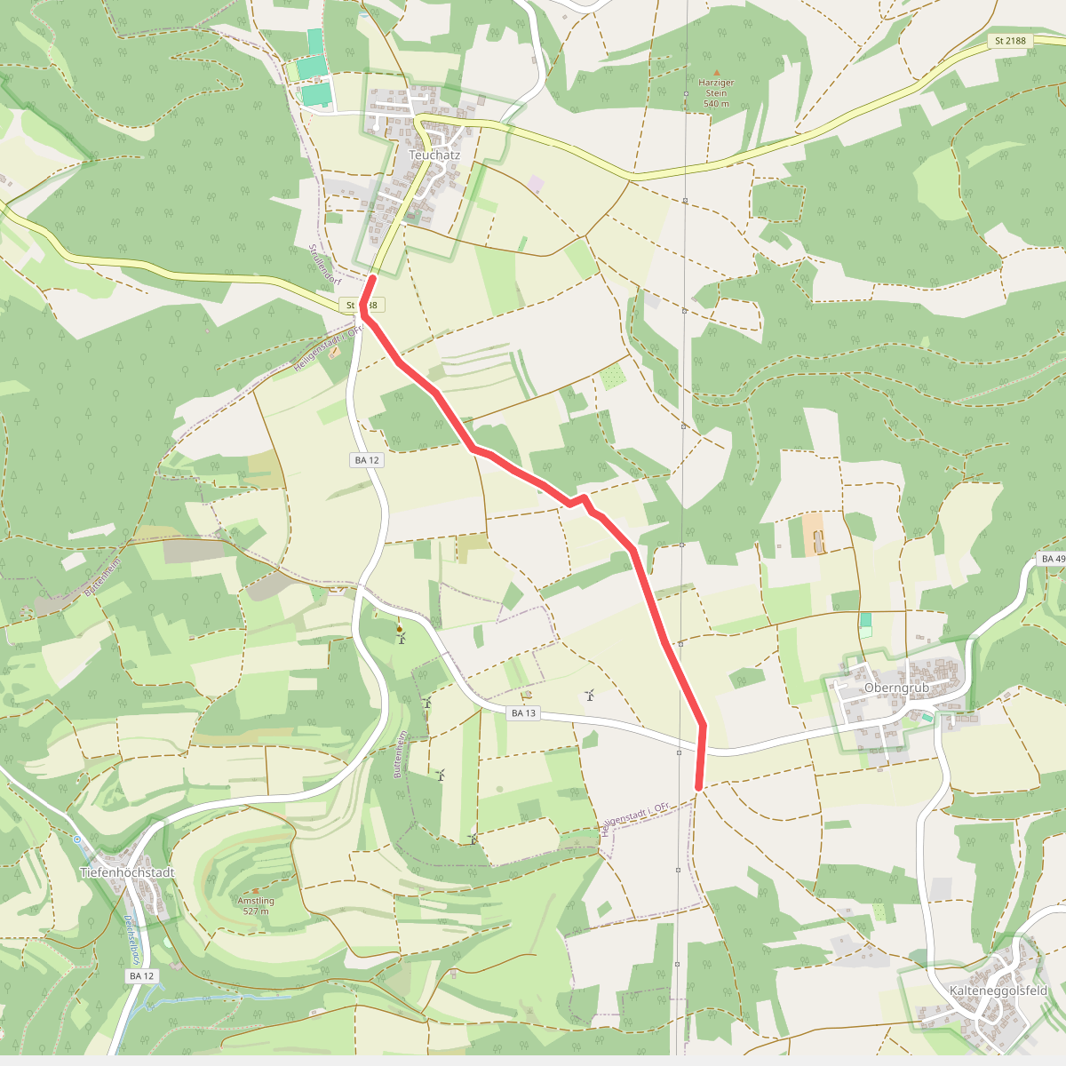 Wanderweg Teuchatz - Kalteneggoldsfeld