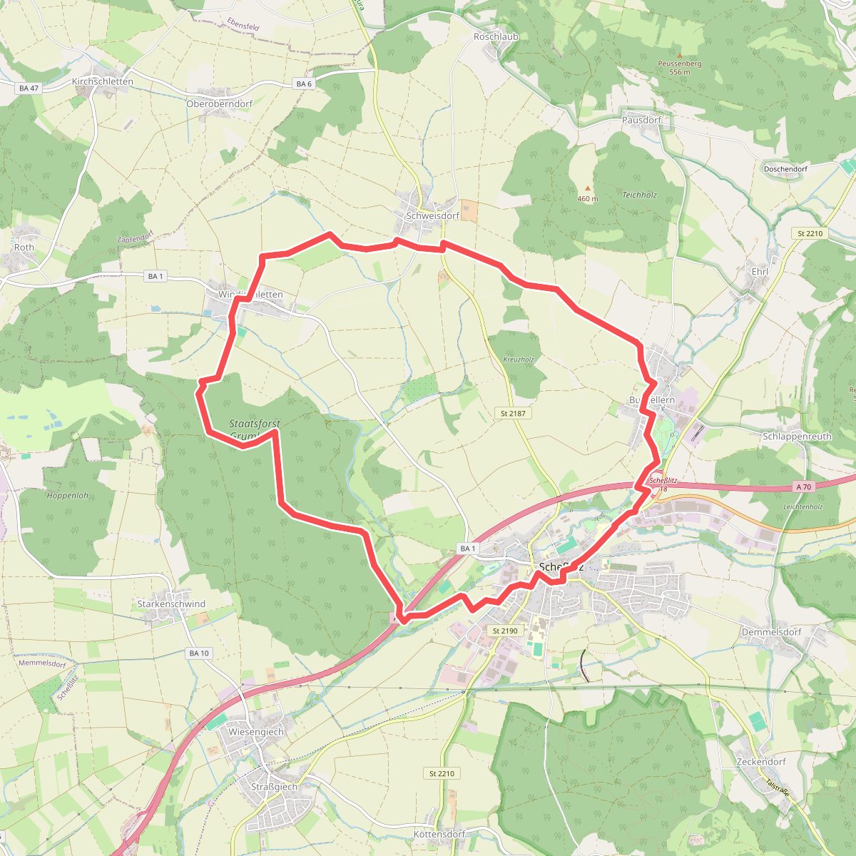 Rundwanderweg Scheßlitz F "Scheßlitz - Grumbach - Windischletten - Schweisdorf"