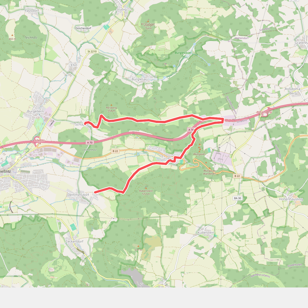 Demmelsdorf - Würgau - Heldenhein - Schlappenreuth