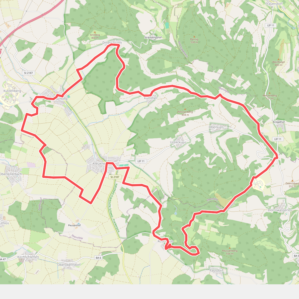 Große Kleukheimer Runde, auch Kelbachtaler Höhenweg (große Runde)
