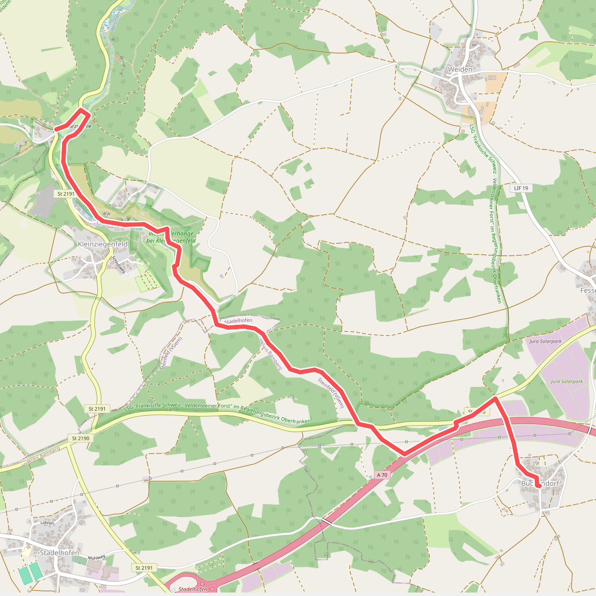 Zubringerweg Erhardsmühle - Buckendorf, auch Buckendorfer Weg