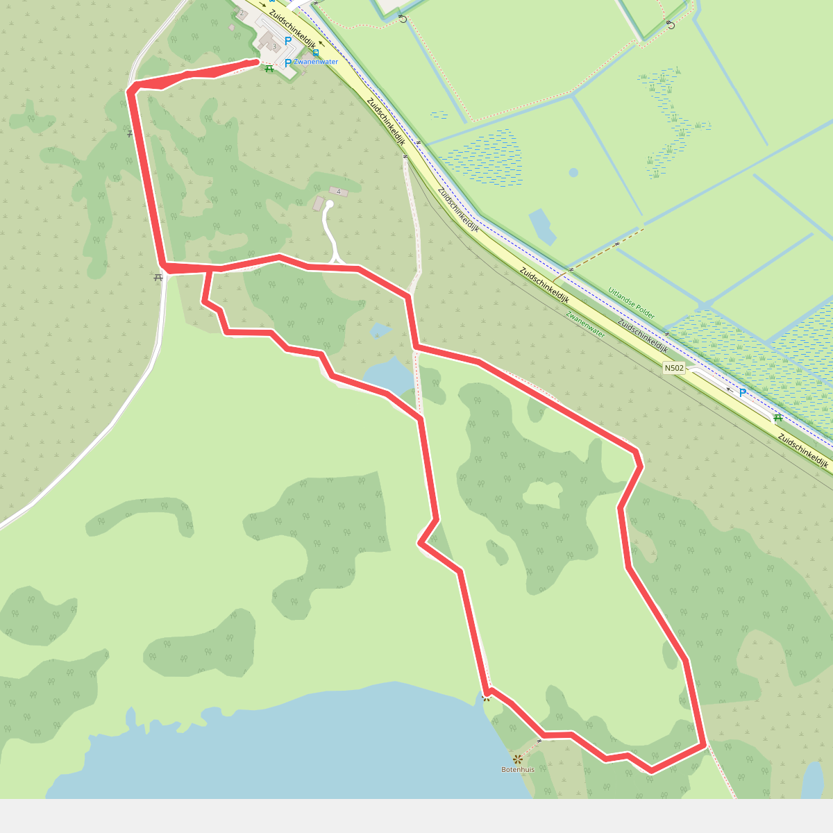 Wandelroute langs Eerste Water, Zwanenwater