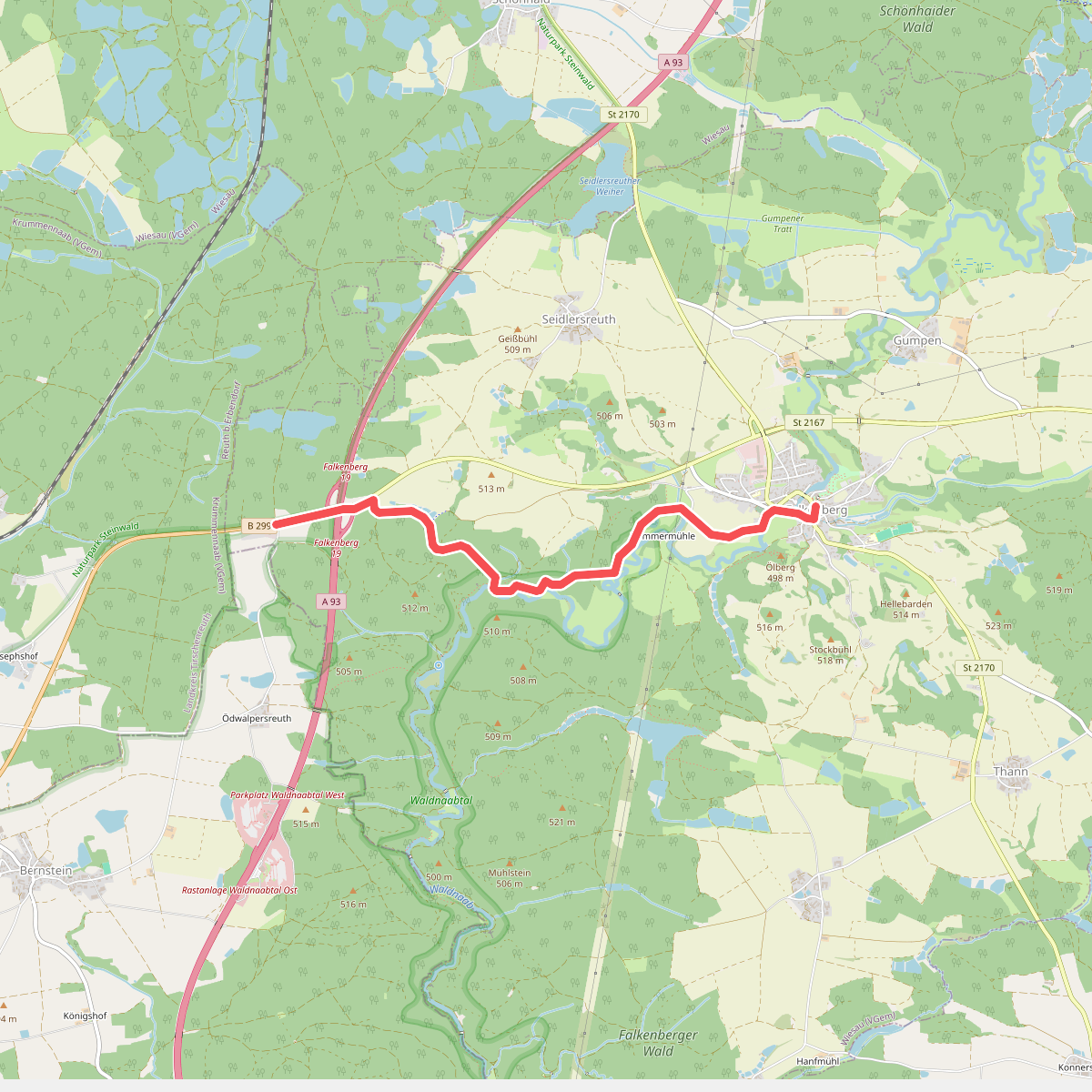 Wanderroute Tannenlohe - Falkenberg