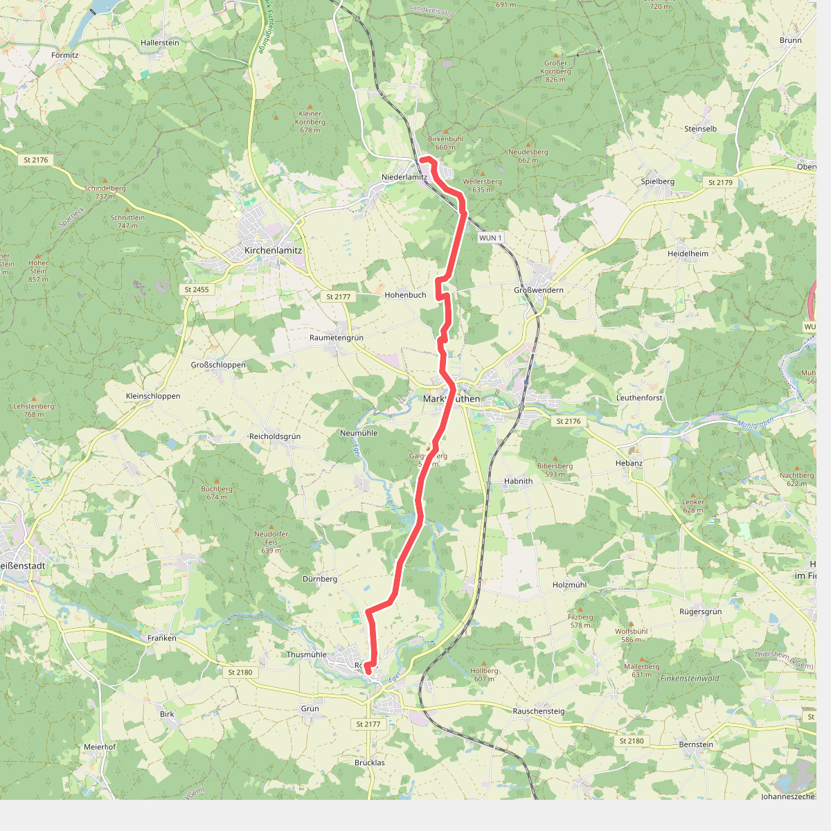 Wanderroute Niederlamitz - Röslau
