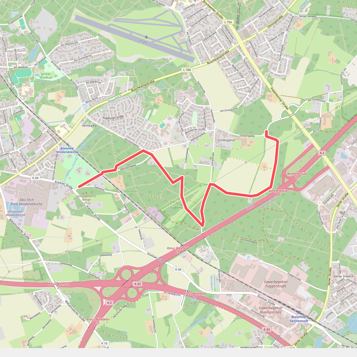 Bielefelder Lämmerweg: Rundtour 3 (B68 - Bahnhof Windelsbleiche)